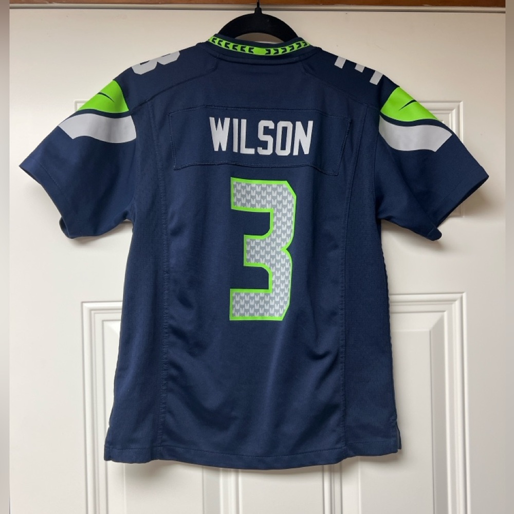 NFL Nike Seattle Seahawks Russell Wilson #3 Jersey Youth Medium Navy &‎ Green